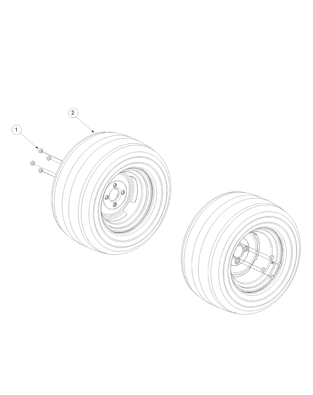 Wheel Assembly Diagram and Parts List for M72-KW (53AI8CT8050-37HP-OHV)(2009 & Before) Cub Cadet Lawn Tractor